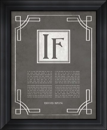 Framed If by Rudyard Kipling - Ornamental Border Gray Print