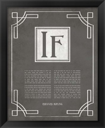 Framed If by Rudyard Kipling - Ornamental Border Gray Print