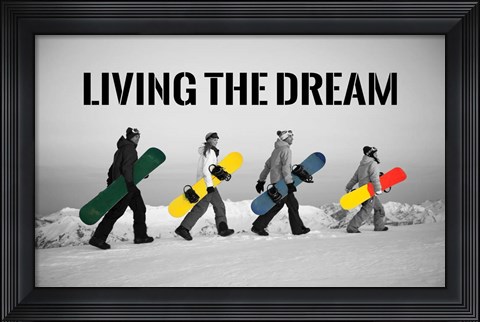 Framed Living The Dream - Pop Of Color Snowboards Print