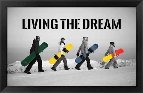 Framed Living The Dream - Pop Of Color Snowboards Print