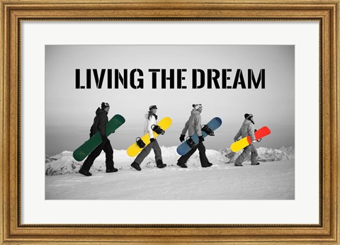 Framed Living The Dream - Pop Of Color Snowboards Print