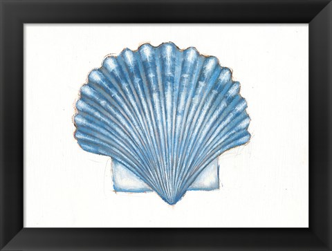 Framed Navy Scallop Shell Print