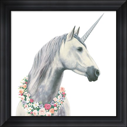 Framed Spirit Unicorn I Square Print