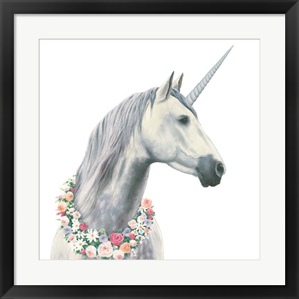 Framed Spirit Unicorn I Square Print