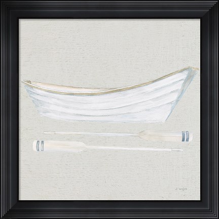 Framed Serene Seaside I Tan Print