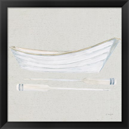 Framed Serene Seaside I Tan Print