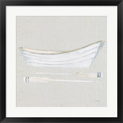 Framed Serene Seaside I Tan Print