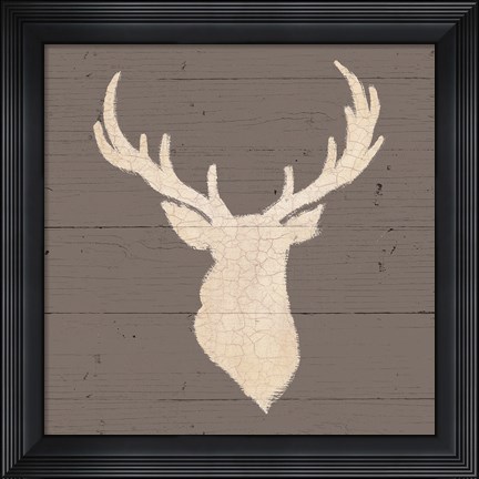 Framed Rustic Elegance I on Gray Wood Print