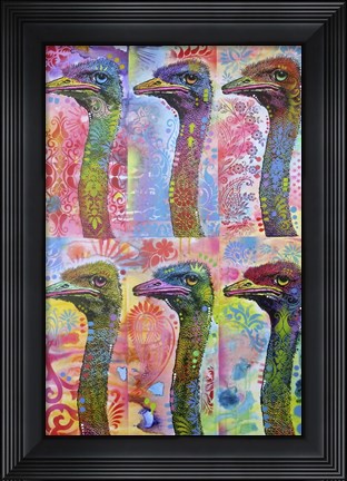 Framed 6 Ostriches Print