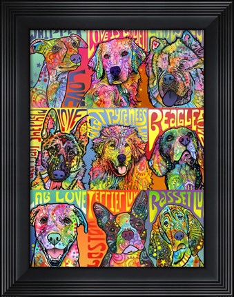 Framed Nine Up of Dogs Print