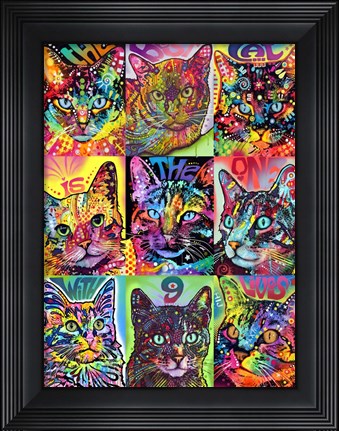 Framed Nine Up of Cats Print