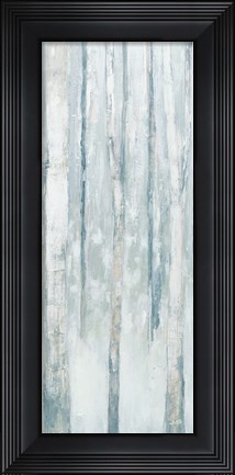 Framed Birches in Winter Blue Gray Panel III Print
