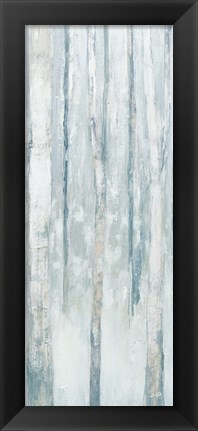 Framed Birches in Winter Blue Gray Panel III Print