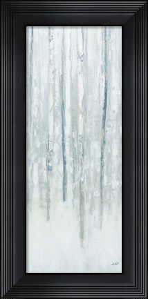 Framed Birches in Winter Blue Gray Panel II Print