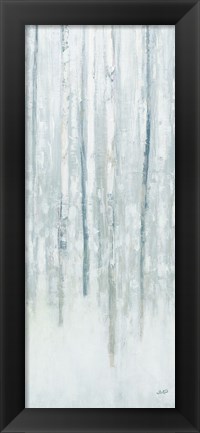 Framed Birches in Winter Blue Gray Panel II Print