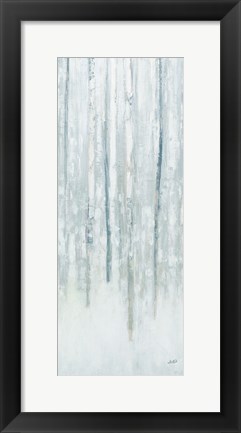 Framed Birches in Winter Blue Gray Panel II Print