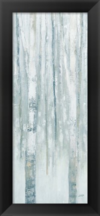 Framed Birches in Winter Blue Gray Panel I Print