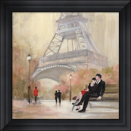 Framed Romantic Paris I Red Jacket Print