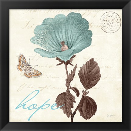 Framed Touch of Blue III Hope Print