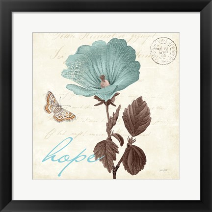 Framed Touch of Blue III Hope Print