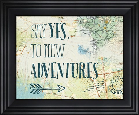 Framed Map Sentiments II v2 Print