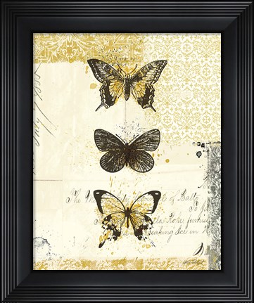 Framed Golden Bees n Butterflies No 2 Print