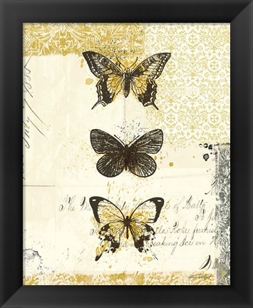 Framed Golden Bees n Butterflies No 2 Print