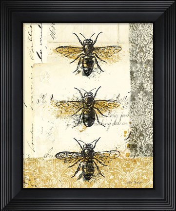 Framed Golden Bees n Butterflies No 1 Print