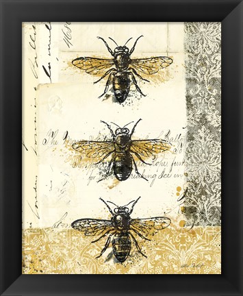 Framed Golden Bees n Butterflies No 1 Print