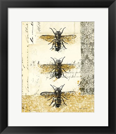 Framed Golden Bees n Butterflies No 1 Print