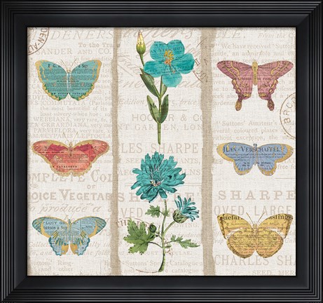 Framed Bookshelf Botanical II Triptych Print