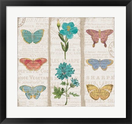 Framed Bookshelf Botanical II Triptych Print
