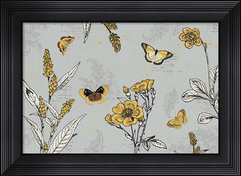 Framed Harvest Fields I Gray Print