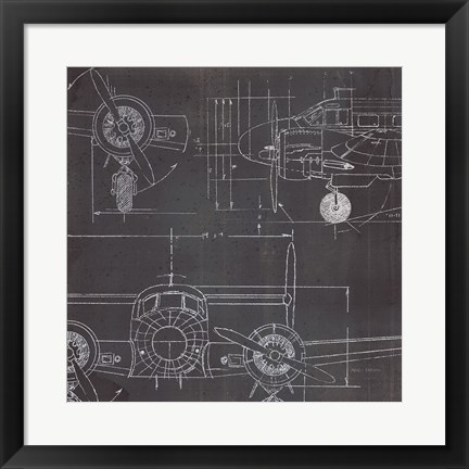 Framed Plane Blueprint III No Words Post Print