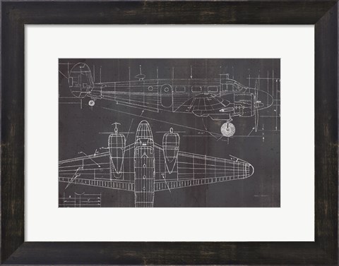 Framed Plane Blueprint I No Words Post Print