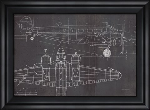 Framed Plane Blueprint I No Words Post Print