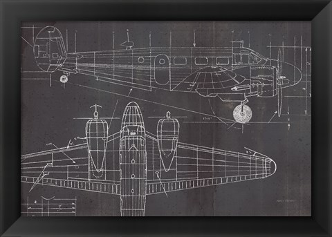 Framed Plane Blueprint I No Words Post Print