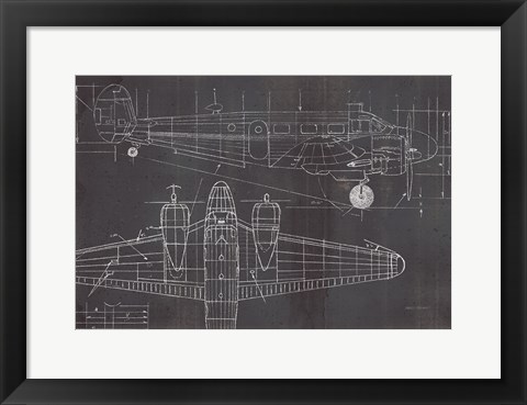 Framed Plane Blueprint I No Words Post Print