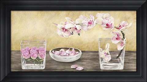 Framed Orchids and Roses Arrangement Print