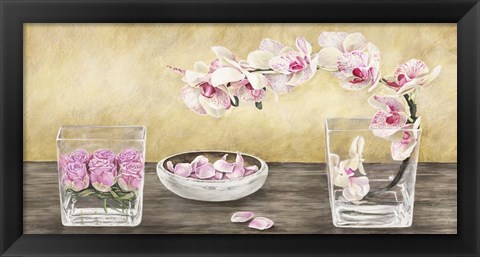 Framed Orchids and Roses Arrangement Print