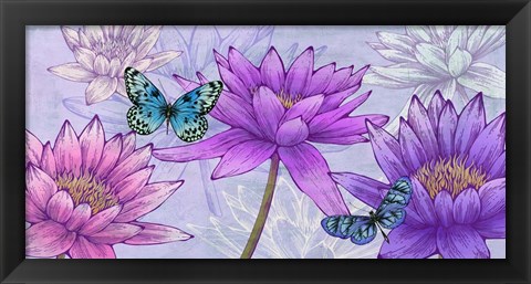 Framed Nympheas and Butterflies Print