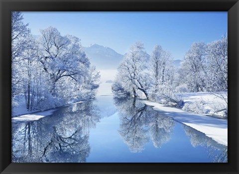 Framed Winter landscape at Loisach, Germany Print