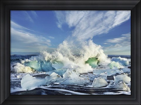 Framed Waves breaking, Iceland Print