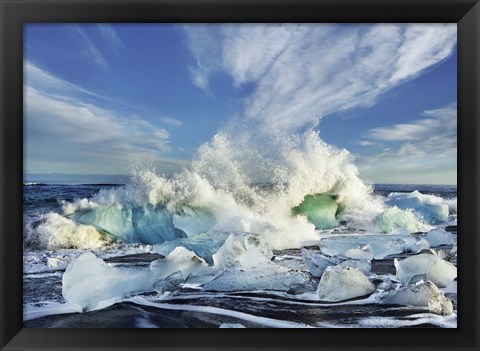 Framed Waves breaking, Iceland Print