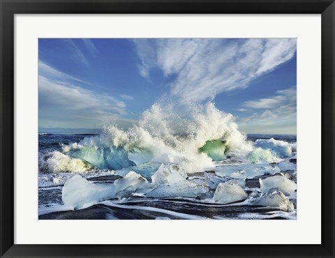 Framed Waves breaking, Iceland Print