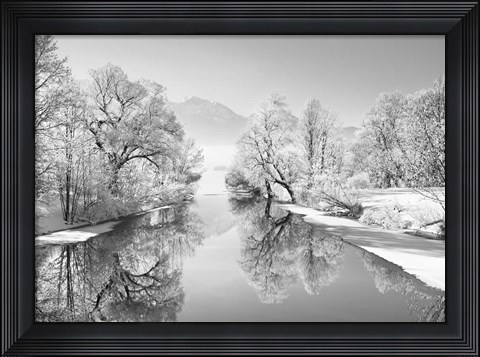 Framed Winter landscape at Loisach, Germany (BW) Print
