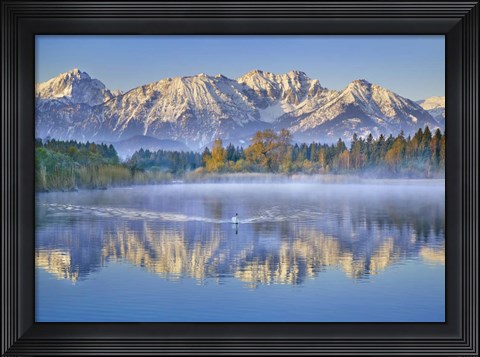 Framed Allgaeu Alps and Hopfensee lake, Bavaria, Germany Print