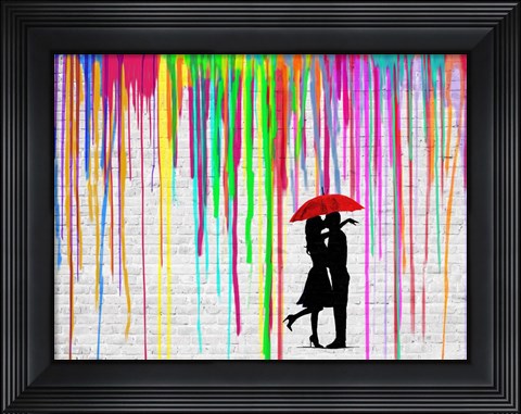 Framed Romance in the Rain Print