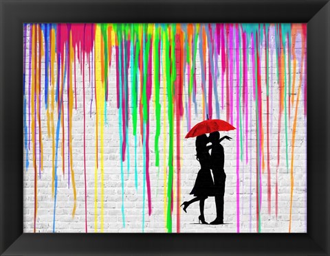 Framed Romance in the Rain Print