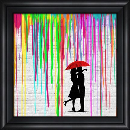 Framed Romance in the Rain (detail) Print